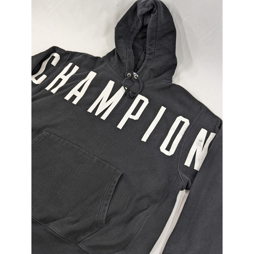 Champion Reverse Weave Hoodie Sweatshirt Black Hooded Pullover Sports Sz 2XL